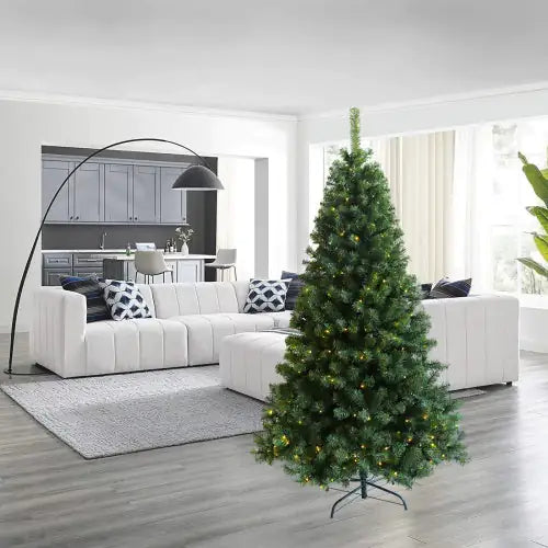 Pre-Installed Illuminated Christmas Tree 6 Foot Faux Hinged Christmas Tree With Foldable Stand